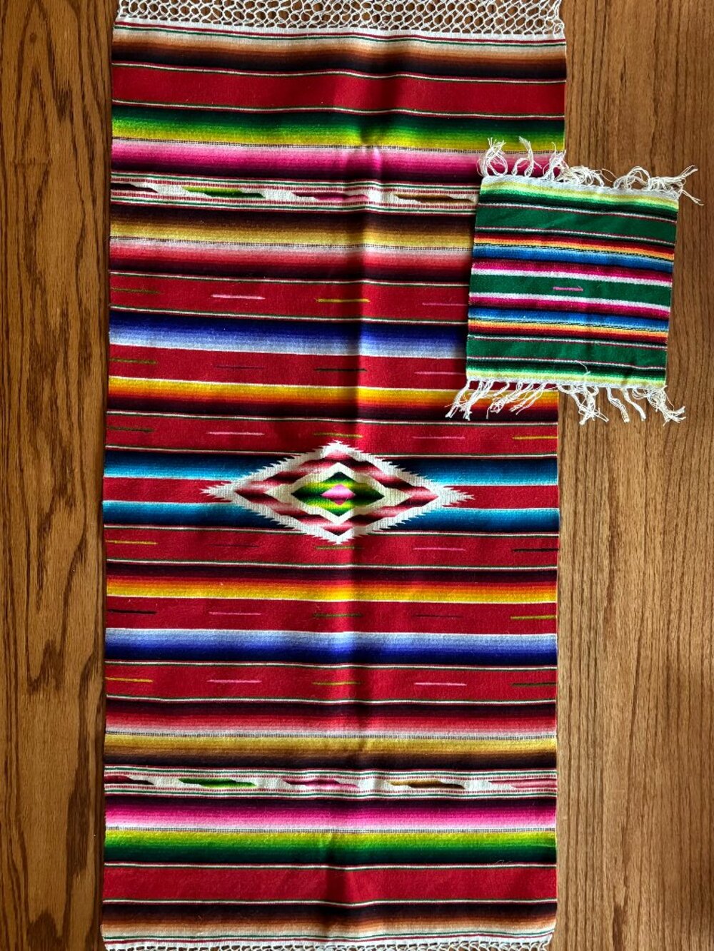 Vintage Mexican Saltillo Serape Wool Runners / Wall Hangings